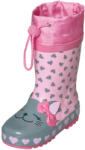 Playshoes Cizme de cauciuc copii, fete, pisicuta si inimioare, roz-gri, captuseala cu snur, 20/33 roz deschis/ 14 (12EE3E)