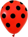 Balonevi lufi, 12" 30cm, 50db/cs, Pöttyös, Piros, Fekete pöttyös (LUFI245889)