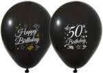 Balonevi lufi, 12" 30cm, 50-es, 50db/cs, Happy Birthday, Fekete Sparkling (LUFI315509)