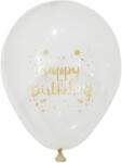 Balonevi lufi, 12" 30cm, 50db/cs, Happy Birthday, Átlátszó, Arany felirat (LUFI236833)