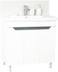 BD Baza si lavoar ceramic GN7561, mobilier baie stativ 80 cm, front MDF, 3 usi, 2 rafturi, picioare cromate reglabile, alb antracit (S4059,3907)
