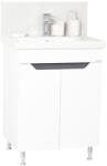 BD Baza si lavoar ceramic GN7561, mobilier baie stativ 60 cm, front MDF, 2 usi, 1 raft, picioare cromate reglabile, alb antracit (S4074,3641)