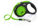 flexi FLEXI Neon, lesă bandă retractabilă câini, reflectorizant, nylon, verde, S(15kg, 5m)