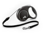 flexi FLEXI Black Design, lesă șnur retractabilă câini, poliester, argintiu, M(20kg, 5m)
