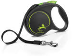 flexi FLEXI Black Design, lesă bandă retractabilă câini, nylon, verde, L(50kg, 5m)