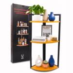 WS Sarok Polc, 65cm, fa hatású, nappaliba (Półka Narożna do Salonu Trzypoziomowa Metal)