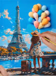Ideyka & Oktoclay Set 2-in-1 pictura pe numere si pictura senzoriala 3D cu argila usoara, Salutari din Paris, 30x40 cm (OK30013)