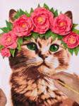 Ideyka & Oktoclay Set 2-in-1 pictura pe numere si pictura senzoriala 3D cu argila usoara, Pisica cu coronita, 30x40 cm (OK30010)