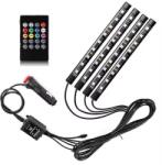 Andowl Lumini ambientale auto, Kit interior LED RGB cu telecomanda : Model - 9 Led-uri (Q-CD58)