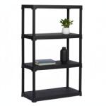MAMUTEX Műanyag polc Mamutex 133x80x40 cm - 4 polc, teherbírás 120 kg, fekete