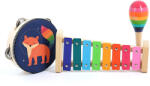 Vilac színes zeneszerszámok fából és fémből - csörgődob, xilofon és maracas