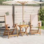 vidaXL 2 db tömör akácfa és textilén összecsukható kerti szék (4008420)