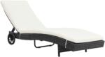 vidaXL fekete polyrattan napozóágy párnával és kerekekkel (44454)