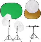 vidaXL fotóstúdió szett fénykészlettel/háttérképernyővel/reflektorral (3143954)