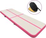 vidaXL rózsaszín PVC felfújható tornamatrac pumpával 400 x 100 x 15 cm (92661)