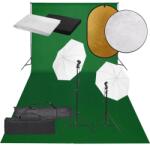 vidaXL fotóstúdió-felszerelés lámpákkal, háttérrel és reflektorral (3094637)