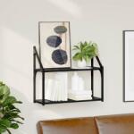 vidaXL Falpolc polcokkal tárolóval Musta tammi 60 x 21 x 51 cm Faanyag (883515)