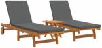 vidaXL Napozó 2-személy 3 pcs Barna Tömör Akácfa (3325207)