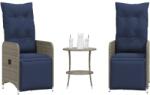 vidaXL 2 db szürke polyrattan dönthető kerti szék asztallal (365709)