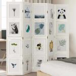 vidaXL 5 paneles fehér tömör császárfa térelválasztó (358694)