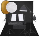 vidaXL fotóstúdió-felszerelés lámpákkal, háttérrel és reflektorral (3094692)