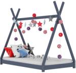 vidaXL szürke tömör fenyőfa gyerekágy-keret 80 x 160 cm (283362)