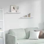 vidaXL Falpolc polcokkal 2 pcs Fehér márvány 60 x 9 x 3 cm Faanyag (42020022)