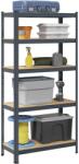 vidaXL 5 szintes antracitszürke acél és szerelt fa tárolópolc (4016951)