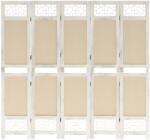 vidaXL 5 paneles krémszínű szövetparaván 175 x 165 cm (338560)