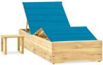 vidaXL impregnált fenyőfa kerti napozóágy asztallal és párnával (3065958)