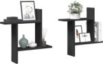 vidaXL 2 db fekete szerelt fa fali polc 50 x 12 x 50 cm (853255)