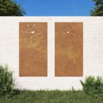 vidaXL 2 db virágmintás corten acél kerti faldísz 105 x 55 cm (824495)