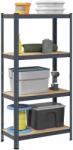 vidaXL 4 szintes antracitszürke acél és szerelt fa tárolópolc (4016936)