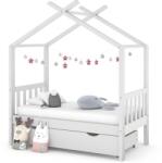 vidaXL fehér tömör fenyőfa gyerekágykeret fiókkal 70 x 140 cm (322148)