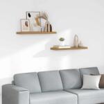 vidaXL Falpolc Falra szerelhető 2 pcs Barna 80 x 23, 5 x 4 cm Faanyag (42019951)