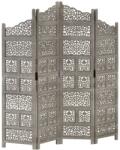 vidaXL 4-paneles szürke mangófa faragott térelválasztó 160 x 165 cm (285328)