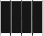 vidaXL fekete 4 paneles paraván 200 x 180 cm (320722)