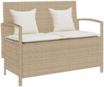 vidaXL bézs polyrattan kerti tárolópad párnával (4104215)