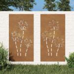 vidaXL 2 db virágmintás corten acél kerti faldísz 105 x 55 cm (824487)