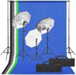 vidaXL fotóstúdió-felszerelés lámpákkal és háttérrel (3094730)