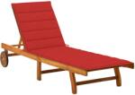 vidaXL tömör akácfa kerti napozóágy párnával (3061350)
