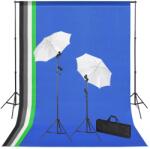 vidaXL fotóstúdió-felszerelés hátterekkel, lámpákkal és ernyőkkel (3051357)