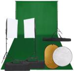 vidaXL fotóstúdió-felszerelés lámpákkal, háttérrel és reflektorral (3094761)