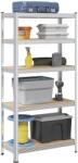 vidaXL 5 szintes ezüstszínű acél és szerelt fa tárolópolc (4016947)