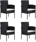 vidaXL 4 db fekete polyrattan kerti szék krémfehér párnákkal (318707)