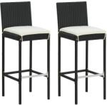 vidaXL 2 db fekete polyrattan kerti bárszék párnával (316668)