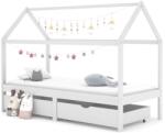 vidaXL fiókos fehér tömör fenyőfa gyerekágykeret 90 x 200 cm (322141)