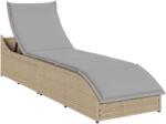 vidaXL összecsukható napozóágy párnával és tárolóval bézs polyrattan (4104223)