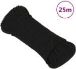 vidaXL fekete poliészter munkakötél 3 mm 25 m (152797)