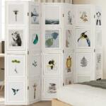 vidaXL 6 paneles fehér tömör császárfa térelválasztó (358698)